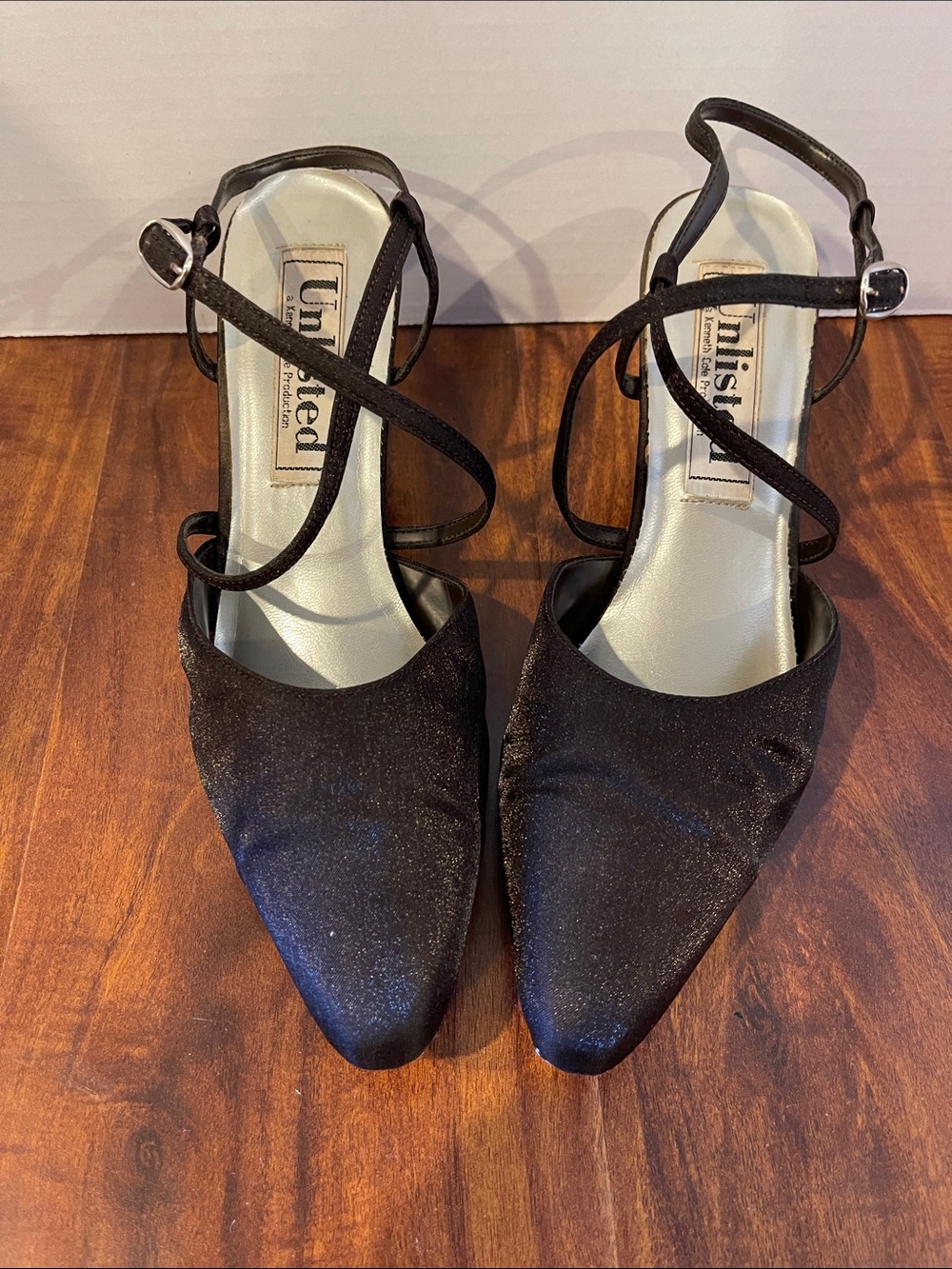 Keneth Cole Unlisted Dark Brown Sparkle Strappy Silky Heels
